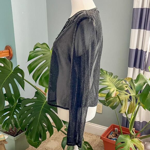 Vintage The Icing black and silver sheer mesh top with beaded details. Size 8 - Picture 2 of 8